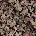 Black Beige Mauve Abstract Floral Printed Cotton Satin Fabric 110 Cms Width India-D27978 - Regal Fabrics