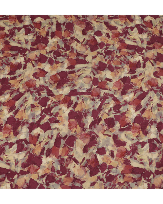 Maroon Beige Abstract Floral Printed Cotton Satin Fabric 110 Cms Width India-D27980 - Regal Fabrics