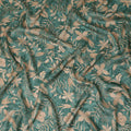 Teal Floral Printed Cotton Satin Fabric 110 Cms Width Soft Smooth Lustrous Dress Material India-D27966 - Regal Fabrics
