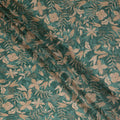 Teal Floral Printed Cotton Satin Fabric 110 Cms Width Soft Smooth Lustrous Dress Material India-D27966 - Regal Fabrics