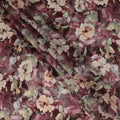 Wine Floral Printed Cotton Satin Fabric 110 Cms Width Soft Smooth Lustrous Dress Material India-D27971 - Regal Fabrics