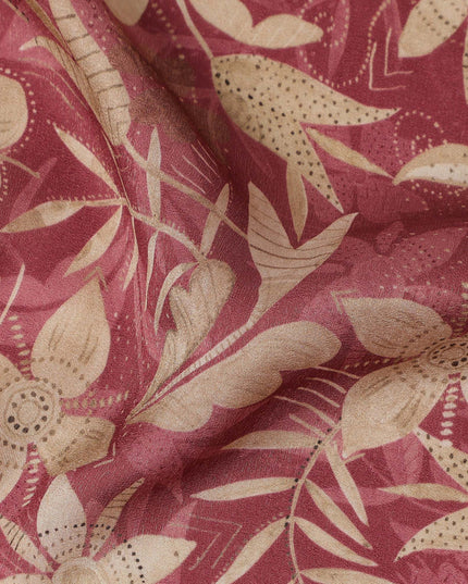 Rust Beige Floral Printed Cotton Satin Fabric 110 Cms Width India-D27972 - Regal Fabrics
