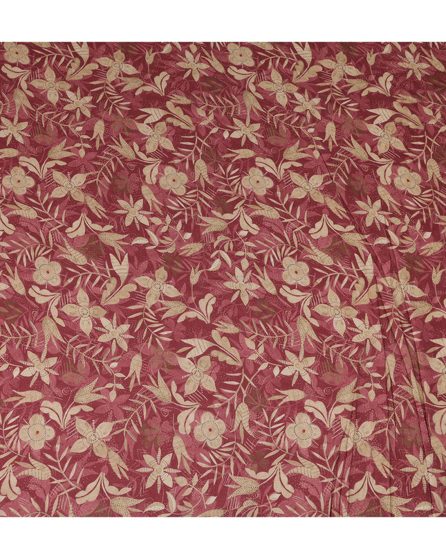 Rust Beige Floral Printed Cotton Satin Fabric 110 Cms Width India-D27972 - Regal Fabrics