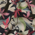 Black Multicolor Floral Printed Cotton Satin Fabric 110 Cms Width India-D27975 - Regal Fabrics