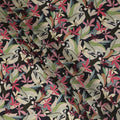 Black Multicolor Floral Printed Cotton Satin Fabric 110 Cms Width India-D27975 - Regal Fabrics