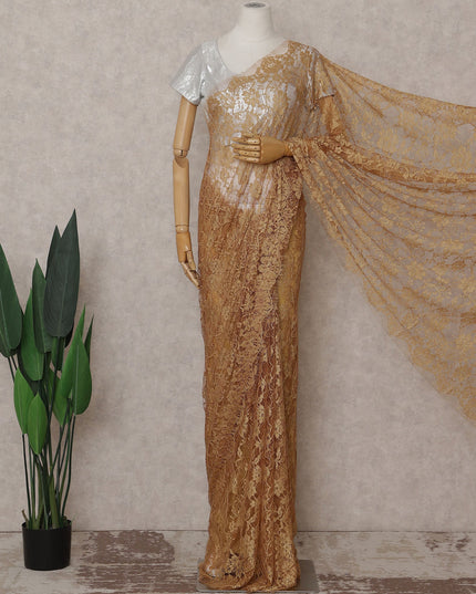 Honey Amber Floral French Chantilly Lace Saree