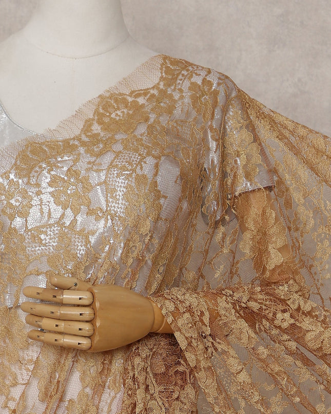 Honey Amber Floral French Chantilly Lace Saree