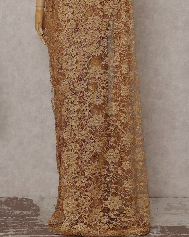 Honey Amber Floral French Chantilly Lace Saree