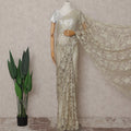 Vanilla Cream Floral French Chantilly Lace Saree