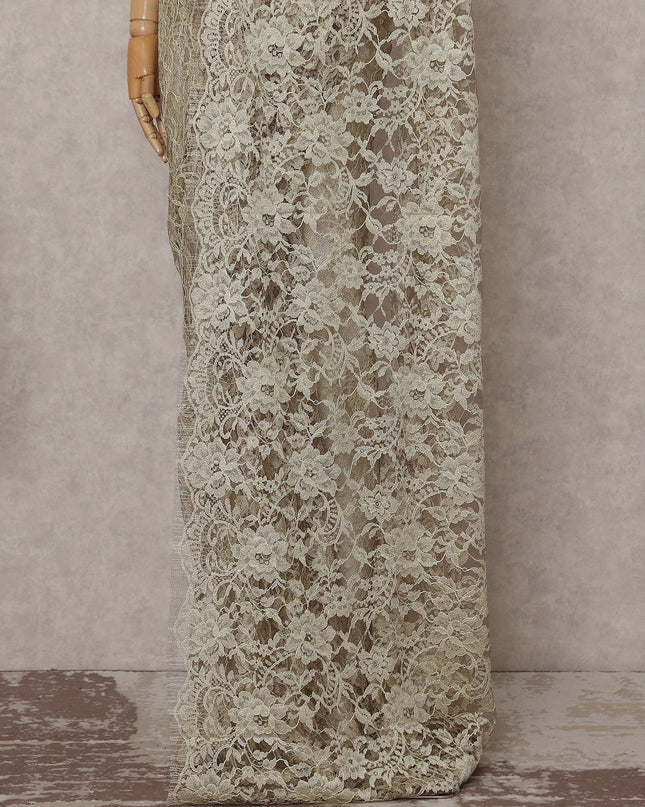 Vanilla Cream Floral French Chantilly Lace Saree