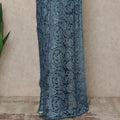 Dusty Blue Black Premium French 2 Tone Chantilly Saree Lace Fabric 5.5 Meters x 110 Cms Width Elegant Floral Net Material From France Unstitched Blouse Not Included-D28156