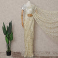Cream Beige French Chantilly Lace Saree