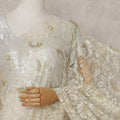 Cream Beige French Chantilly Lace Saree