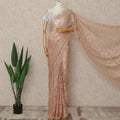 Pink French Metallic Chantilly Lace Saree