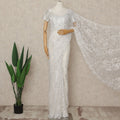 Ivory White French Multitone Chantilly Lace Saree