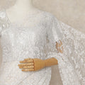 Ivory White French Multitone Chantilly Lace Saree