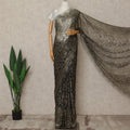 Black And Antique Gold Premium French Metallic Chantilly Saree Lace 5.5 Mtrs 110 Cms Width France-D27769