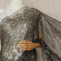 Black And Antique Gold Premium French Metallic Chantilly Saree Lace 5.5 Mtrs 110 Cms Width France-D27769