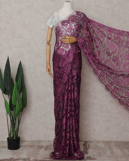 Magenta Orchid Purple Chantilly Lace Saree - D31619