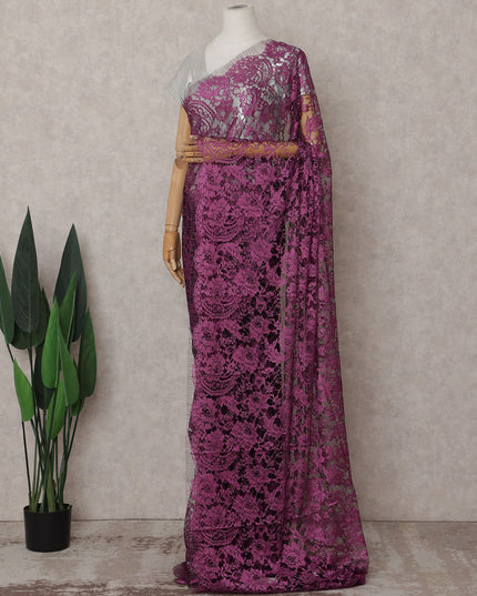 Magenta Orchid Purple Chantilly Lace Saree - D31619