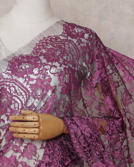 Magenta Orchid Purple Chantilly Lace Saree - D31619