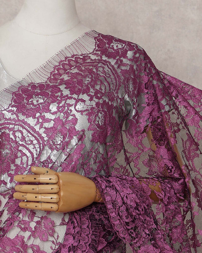 Magenta Orchid Purple Chantilly Lace Saree - D31619