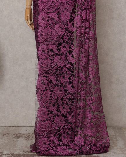 Magenta Orchid Purple Chantilly Lace Saree - D31619