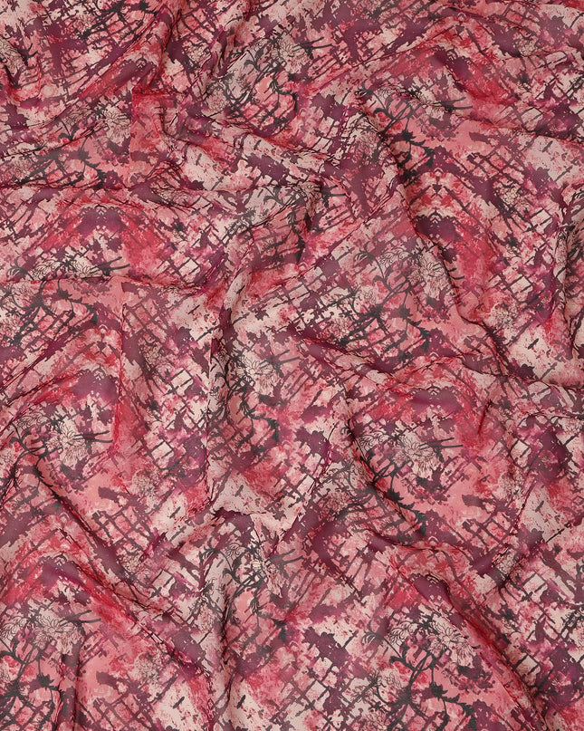 Rose Pink Maroon Abstract Traditional Sudanese Thobe Pure Cotton Voile 4.5 Mtrs Width 140 Cms India-D27806