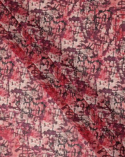 Rose Pink Maroon Abstract Traditional Sudanese Thobe Pure Cotton Voile 4.5 Mtrs Width 140 Cms India-D27806
