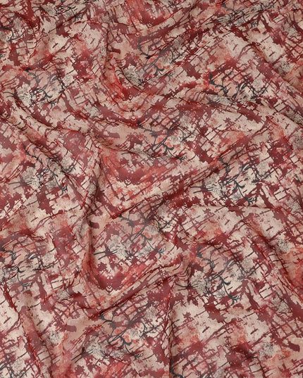 Rust Red Abstract Traditional Sudanese Thobe Pure Cotton Voile 4.5 Mtrs Width 140 Cms India-D27807