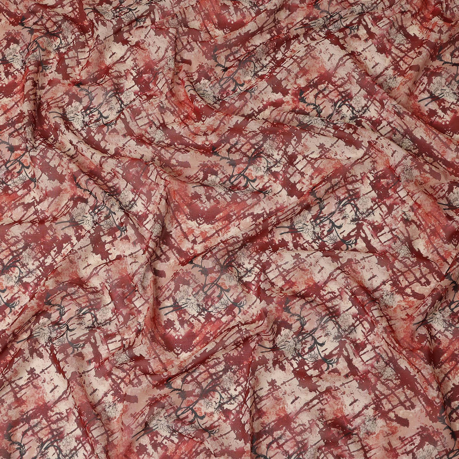 Rust Red Abstract Traditional Sudanese Thobe Pure Cotton Voile 4.5 Mtrs Width 140 Cms India-D27807