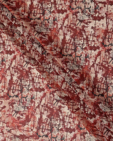 Rust Red Abstract Traditional Sudanese Thobe Pure Cotton Voile 4.5 Mtrs Width 140 Cms India-D27807