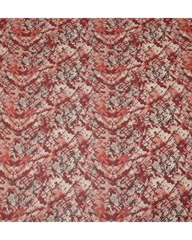 Rust Red Abstract Traditional Sudanese Thobe Pure Cotton Voile 4.5 Mtrs Width 140 Cms India-D27807