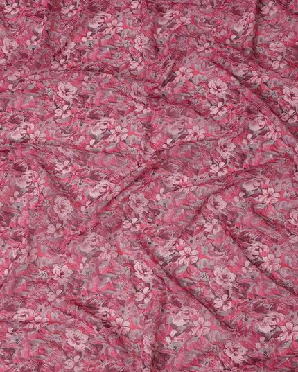 Pink Floral Traditional Sudanese Thobe Pure Cotton Voile 4.5 Mtrs Width 140 Cms India-D27810