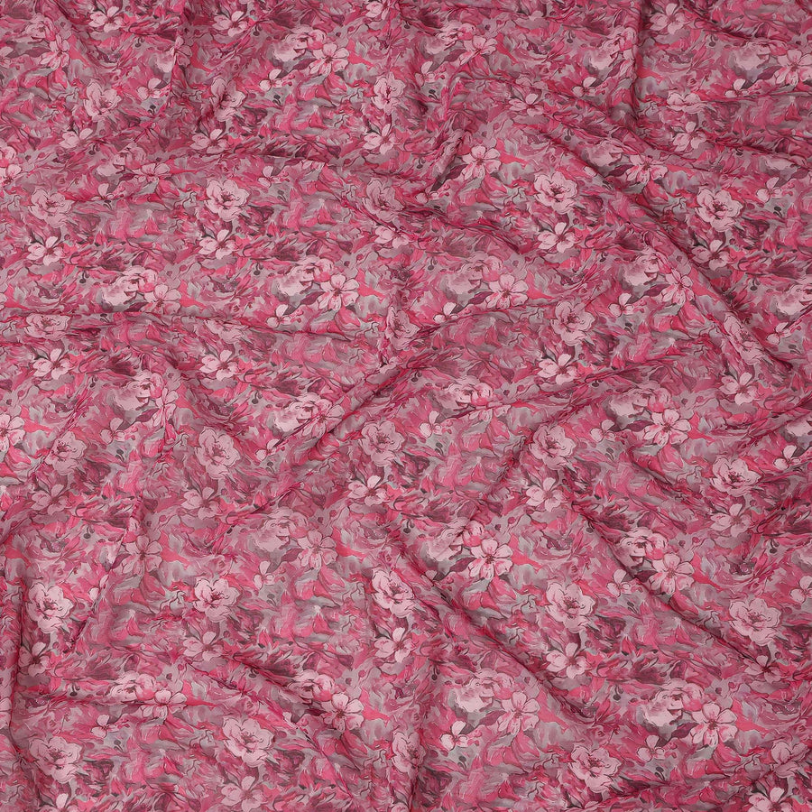 Pink Floral Traditional Sudanese Thobe Pure Cotton Voile 4.5 Mtrs Width 140 Cms India-D27810