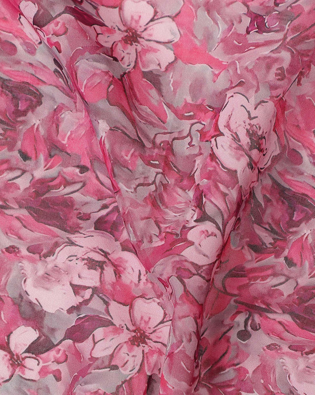 Pink Floral Traditional Sudanese Thobe Pure Cotton Voile 4.5 Mtrs Width 140 Cms India-D27810