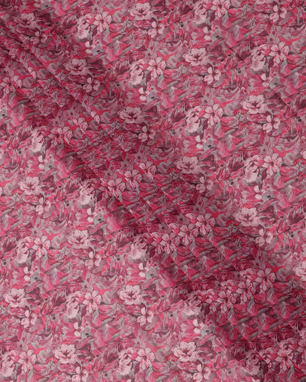Pink Floral Traditional Sudanese Thobe Pure Cotton Voile 4.5 Mtrs Width 140 Cms India-D27810