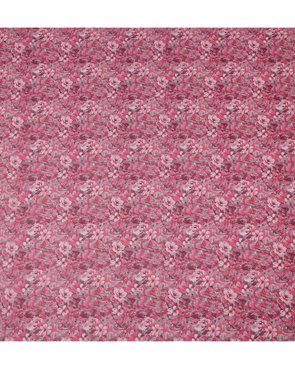 Pink Floral Traditional Sudanese Thobe Pure Cotton Voile 4.5 Mtrs Width 140 Cms India-D27810