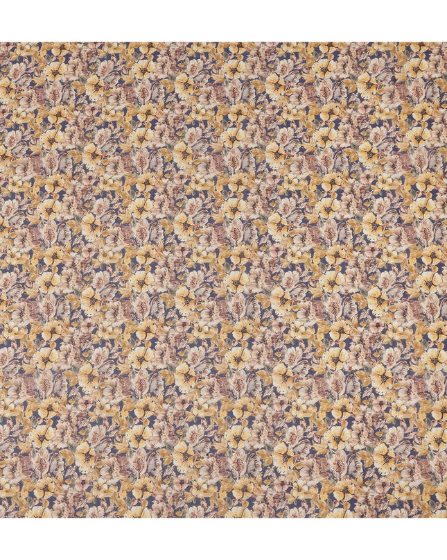 Mustard Yellow Floral Traditional Sudanese Thobe Pure Cotton Voile 4.5 Mtrs Width 140 Cms India-D27811