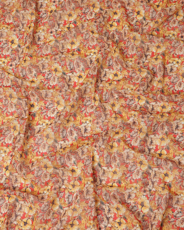 Mustard Yellow Floral Traditional Sudanese Thobe Pure Cotton Voile 4.5 Mtrs Width 140 Cms India-D27813