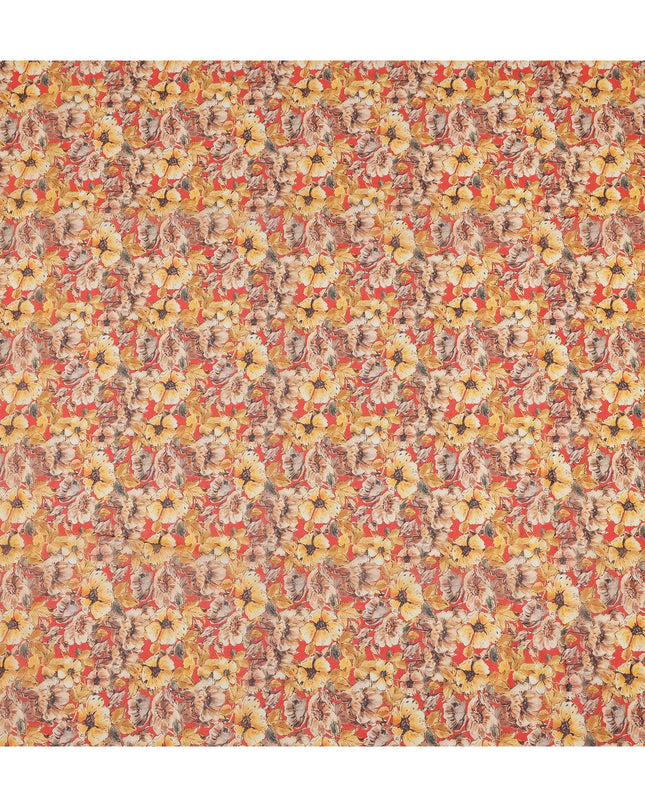 Mustard Yellow Floral Traditional Sudanese Thobe Pure Cotton Voile 4.5 Mtrs Width 140 Cms India-D27813