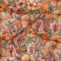 Orange Floral Traditional Sudanese Thobe Pure Cotton Voile 4.5 Mtrs Width 140 Cms India-D27812