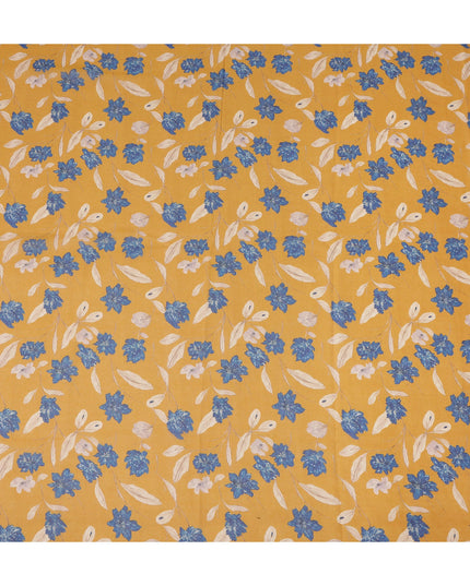 Mustard Yellow Printed Traditional Sudanese Thobe Pure Cotton Voile 4.5 Mtrs Width 140 Cms India-D27819