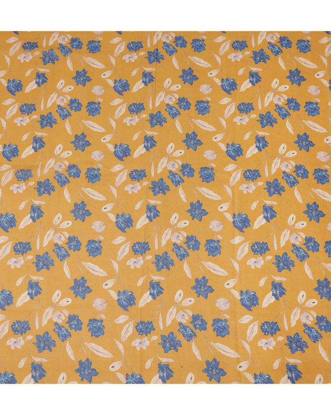 Mustard Yellow Printed Traditional Sudanese Thobe Pure Cotton Voile 4.5 Mtrs Width 140 Cms India-D27819