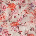 White Peach Pink Floral Traditional Sudanese Thobe Pure Cotton Voile 4.5 Mtrs Width 140 Cms India-D27804