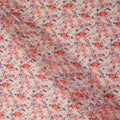 White Peach Pink Floral Traditional Sudanese Thobe Pure Cotton Voile 4.5 Mtrs Width 140 Cms India-D27804