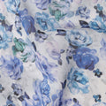 White Blue Floral Traditional Sudanese Thobe Pure Cotton Voile 4.5 Mtrs Width 140 Cms India-D27803