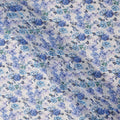 White Blue Floral Traditional Sudanese Thobe Pure Cotton Voile 4.5 Mtrs Width 140 Cms India-D27803