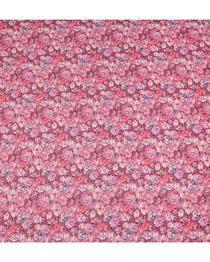 Rose Pink Floral Traditional Sudanese Thobe Pure Cotton Voile 4.5 Mtrs Width 140 Cms India-D27802