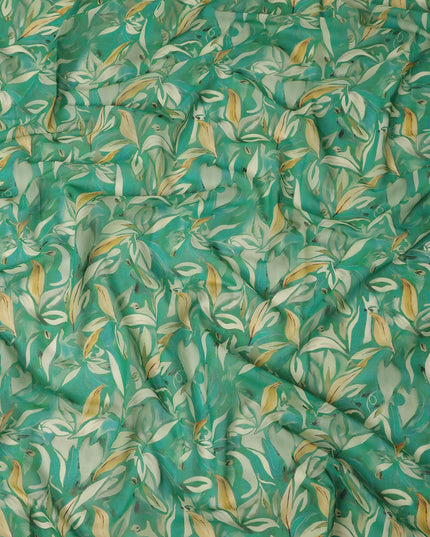 Sea Green Printed Traditional Sudanese Thobe Pure Cotton Voile 4.5 Mtrs Width 140 Cms India-D27816